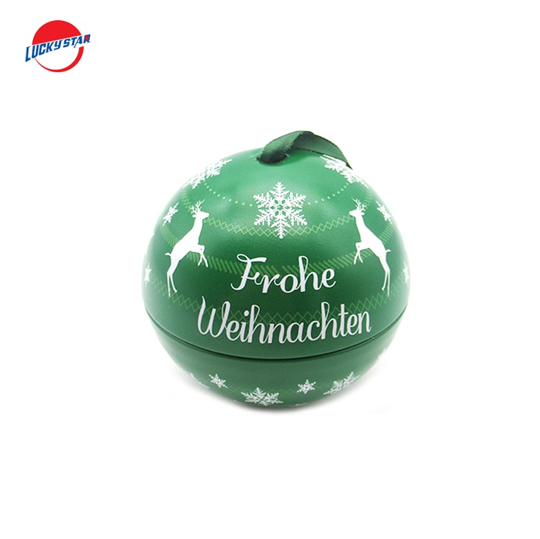 christmas ball shaped tin box